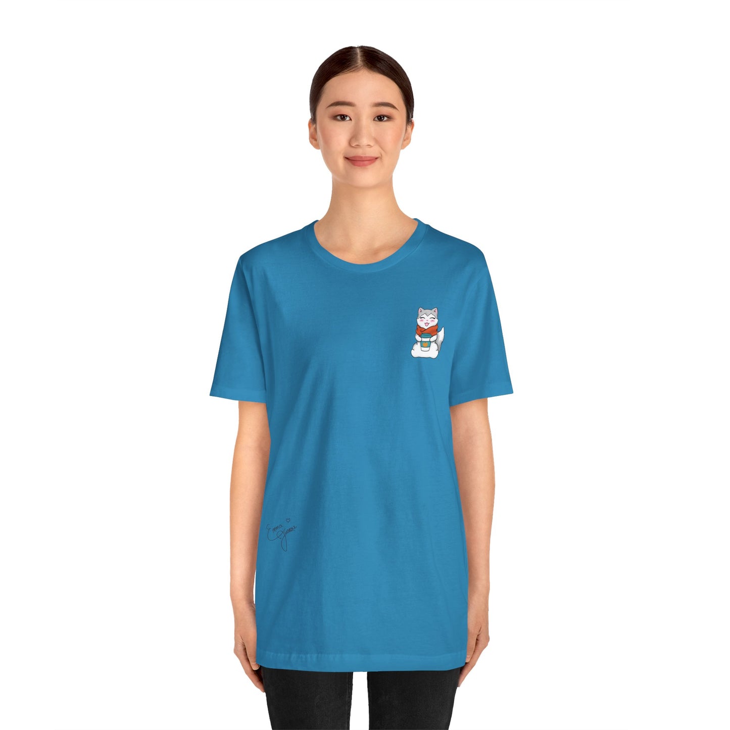 Kitty Drinking Her Pumpkin Spice Latte - Super Soft Cotton Airlume Unisex T-Shirt