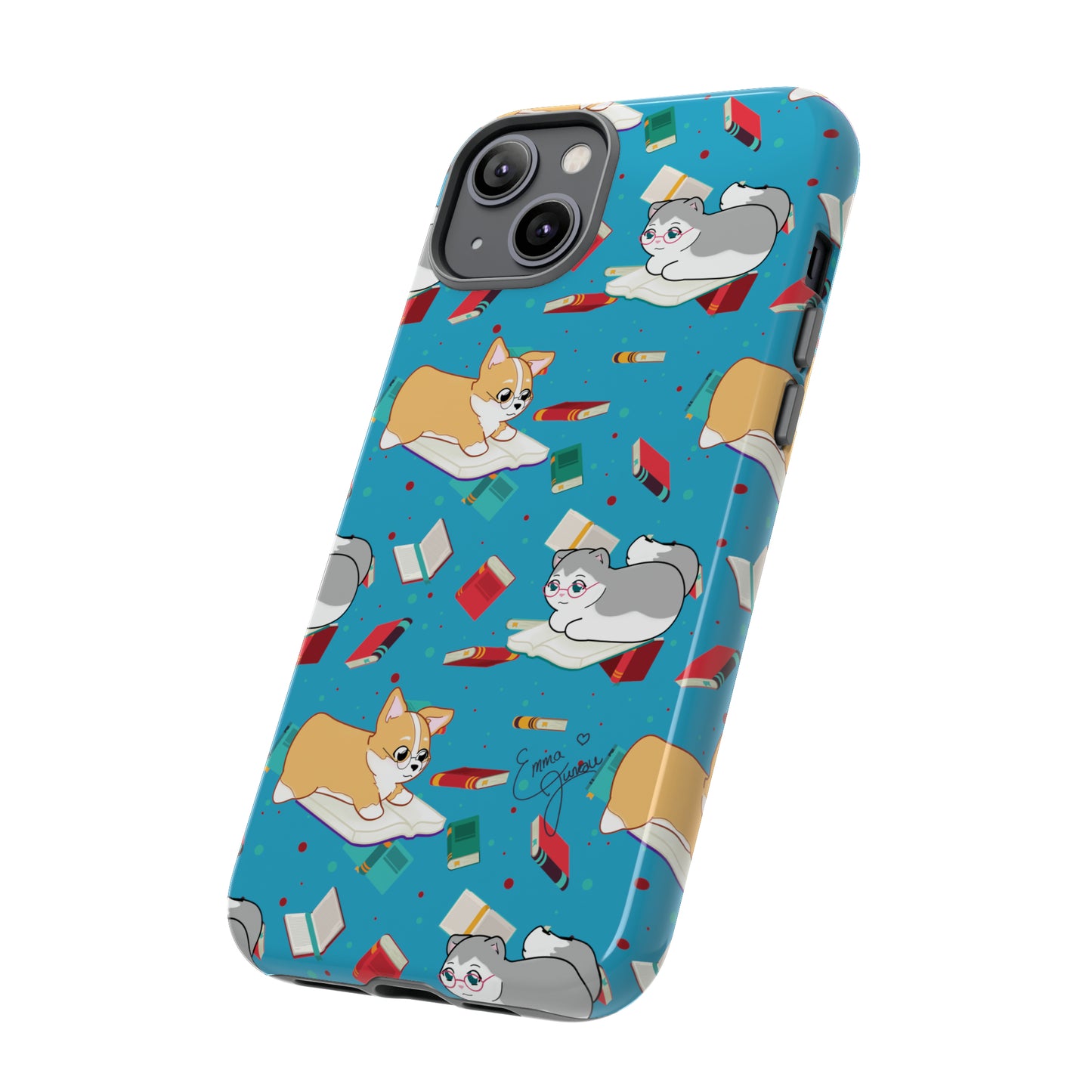 Kitty and Corgi Book Lovers - Tough Phone Case