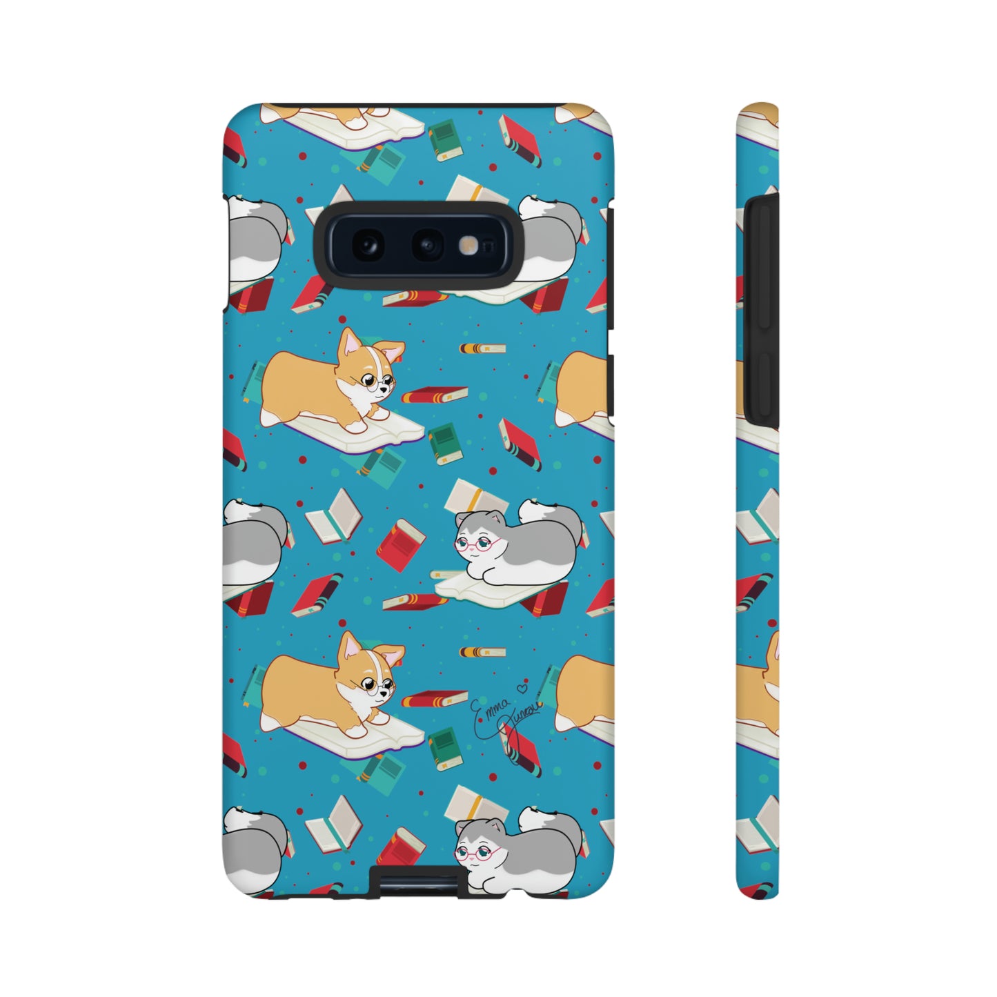 Kitty and Corgi Book Lovers - Tough Phone Case