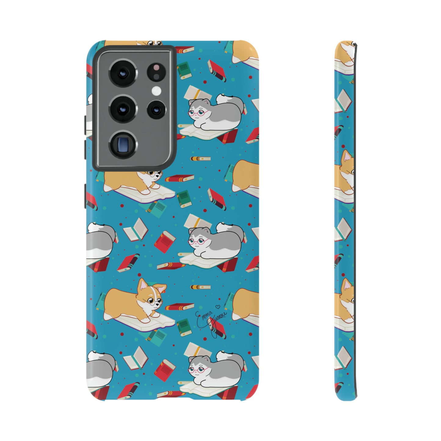 Kitty and Corgi Book Lovers - Tough Phone Case