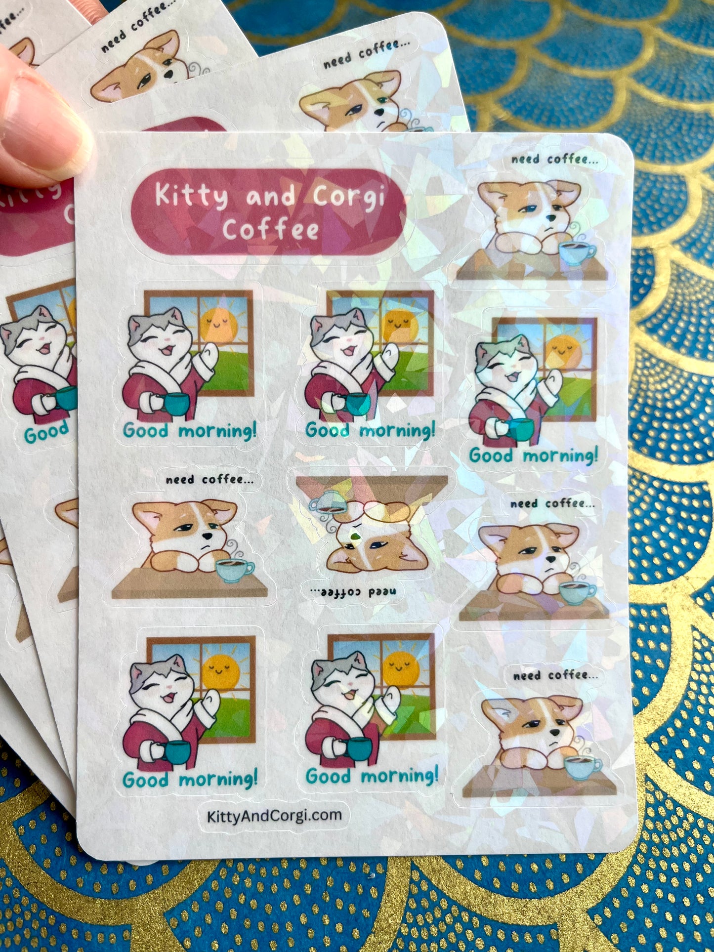 Kitty and Corgi Coffee Sticker Sheet