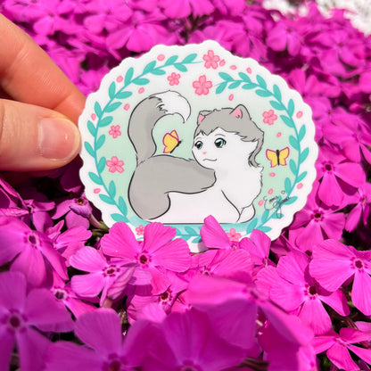 MINT Sakura Kitty and the Butterfly Wreath - Vinyl Sticker